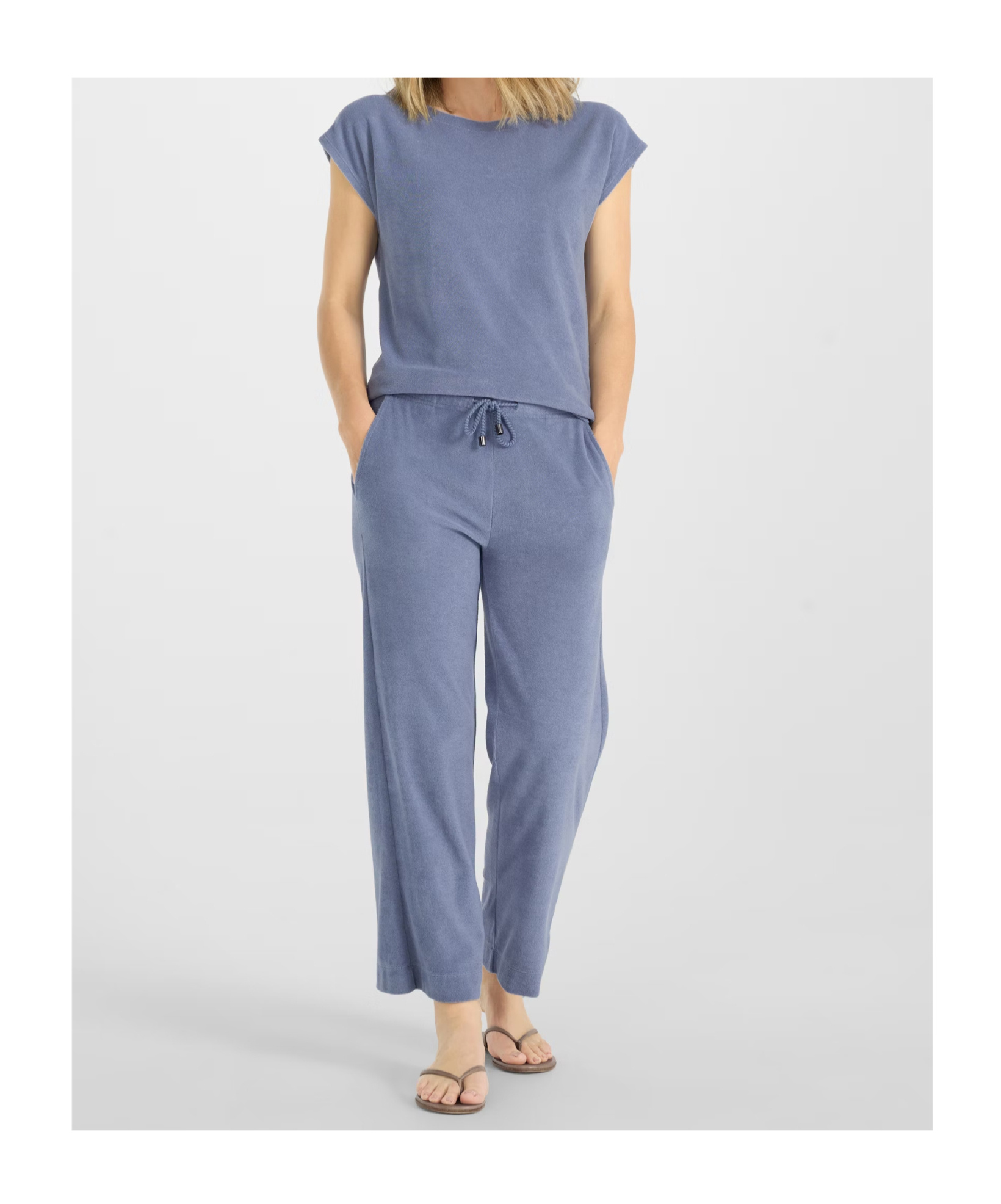 Juvia Drawstring Waist Casual Pants In Blue