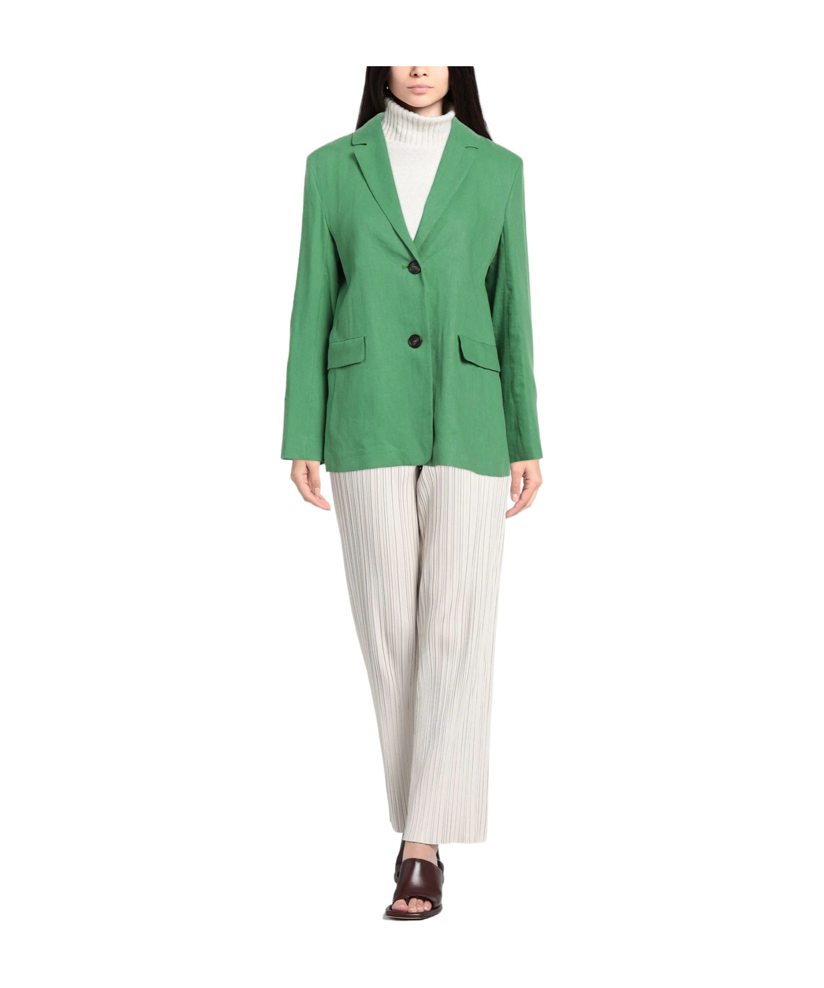 Max Mara Simple Single- Blazer In Green