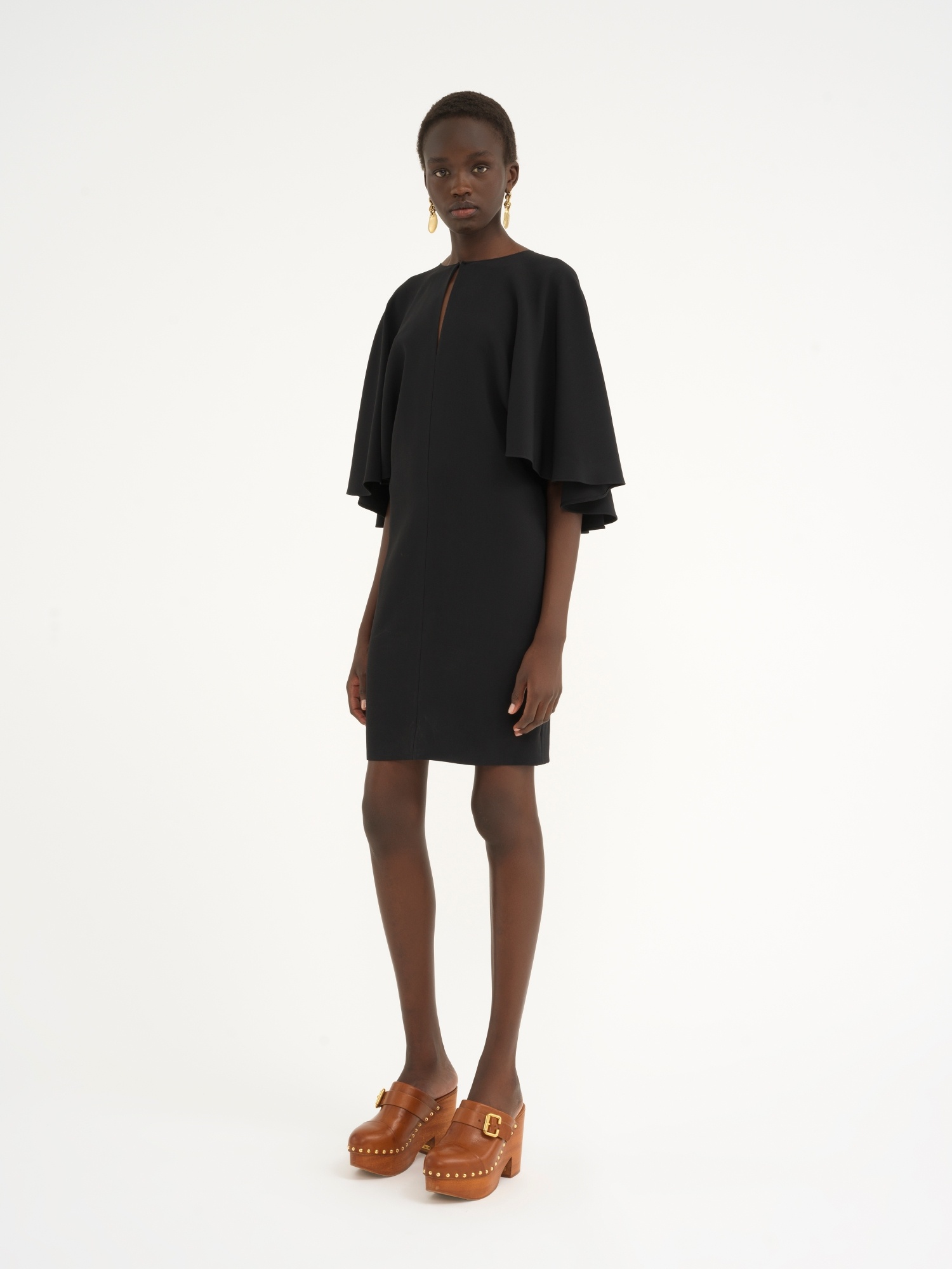 Shop Chloé Draped-detail Cady Mini Dress In Black