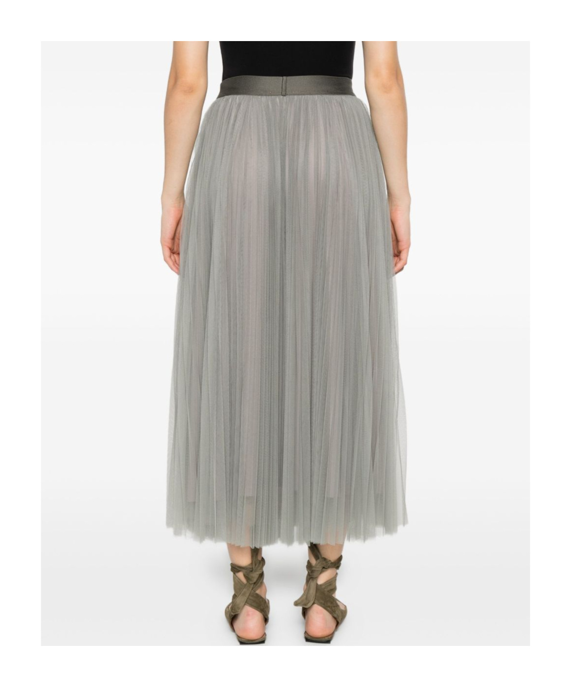 Forte Forte Midi A-line Tulle Pleated Skirt In White
