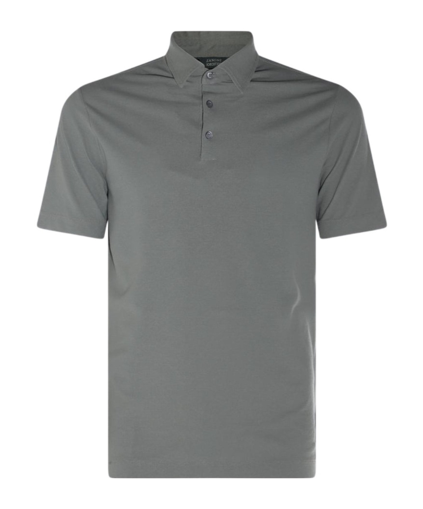 Zanone Dark Grey Cotton Polo Shirt In Gray