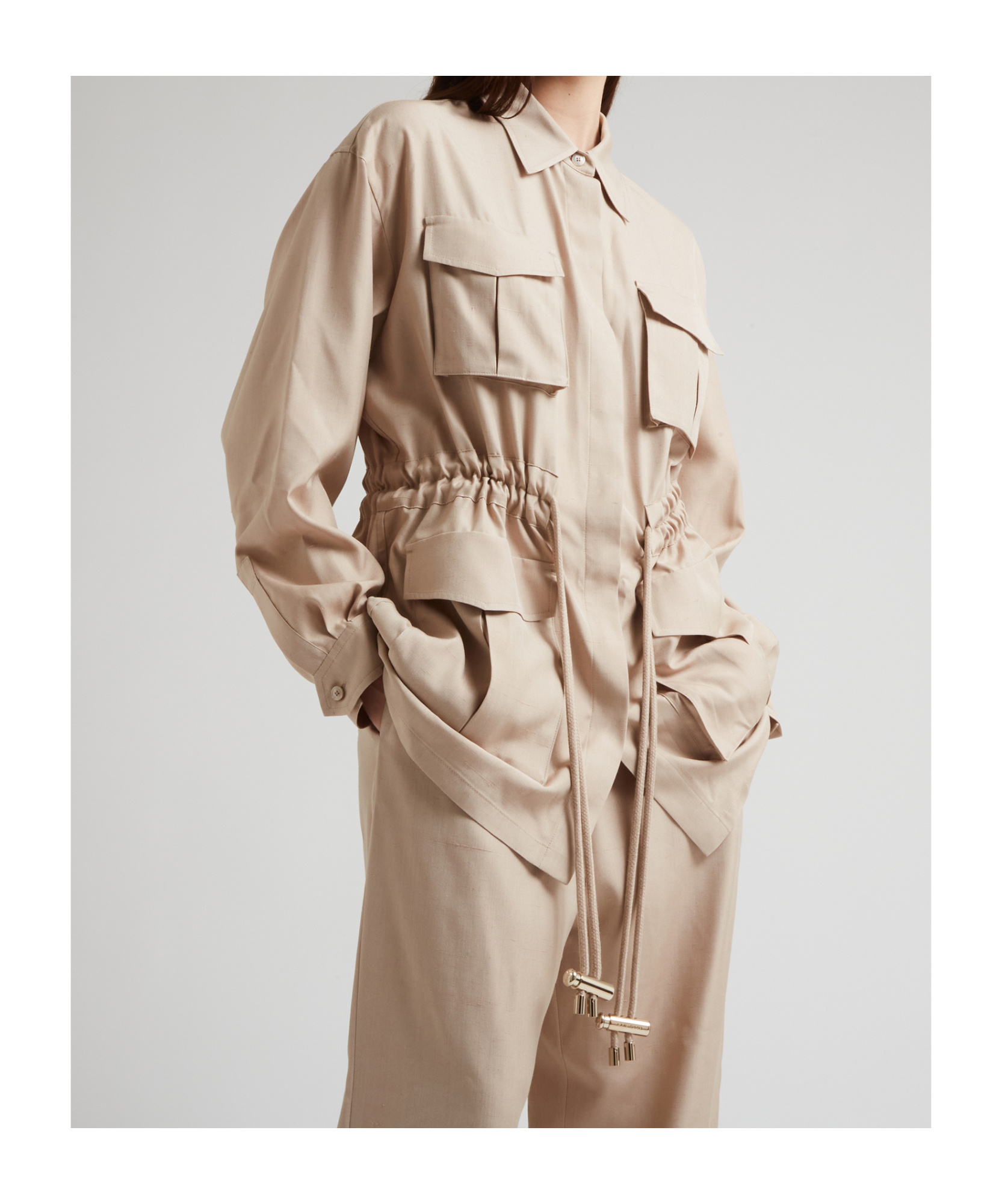 ELIE SAAB DRAWSTRING SILK SHIRT 