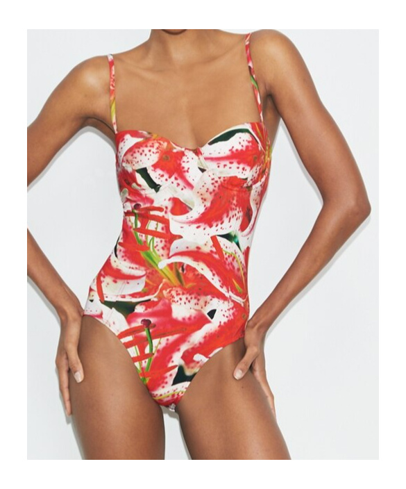 Tory Burch Floral Print One Piece Swimsuit