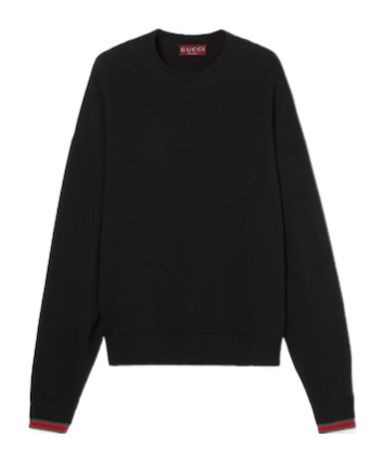 Gucci Cashmere Wool Sweater With Web Trim In Black