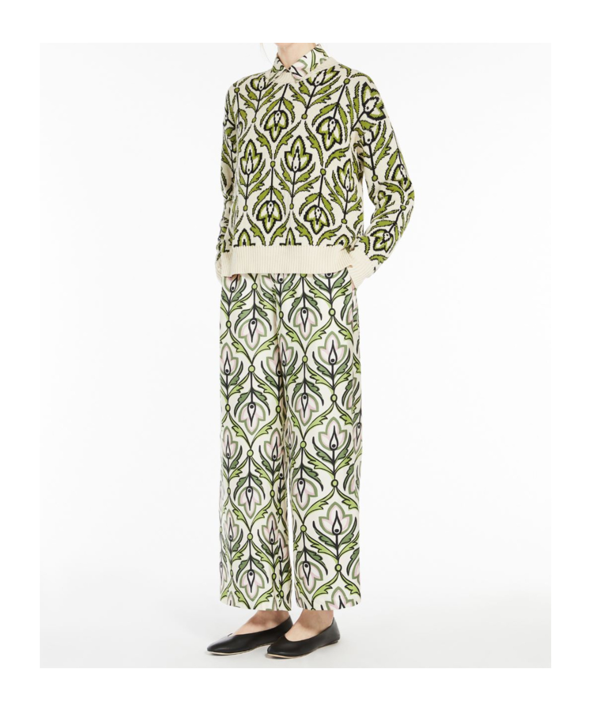 Weekend Max Mara Eusebio Trousers In Printed Silk Twill In White