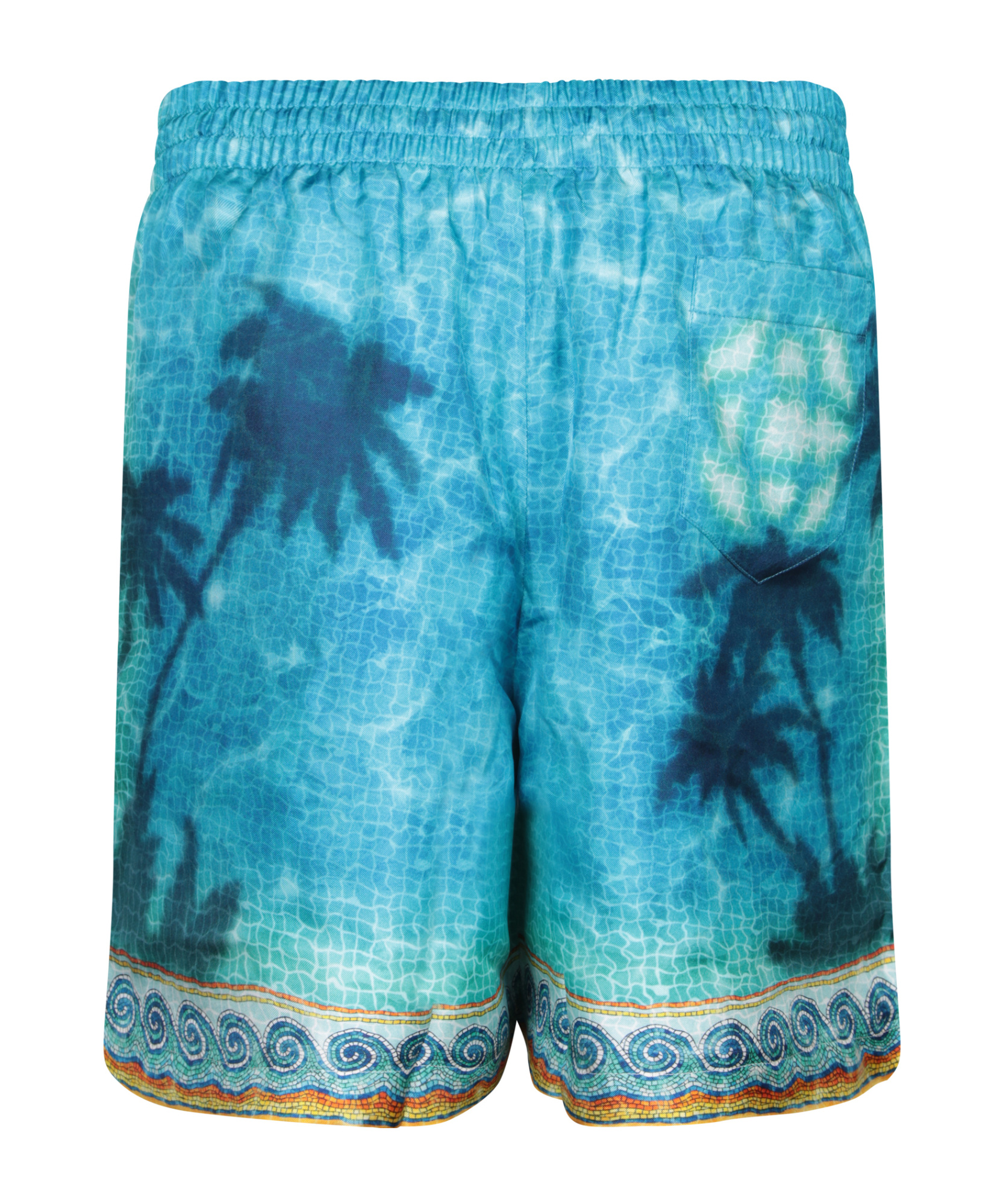 Casablanca Mens Caustics Emblem Palm-print Drawstring-waist Silk Shorts In Blue