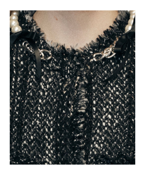 Simone Rocha Embellished Sculpted Frill Bust Fray Jacket In Black