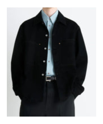 Lemaire Relaxed Fit Denim Shirt Featuring Front Pockets And Long Sleeves In Black