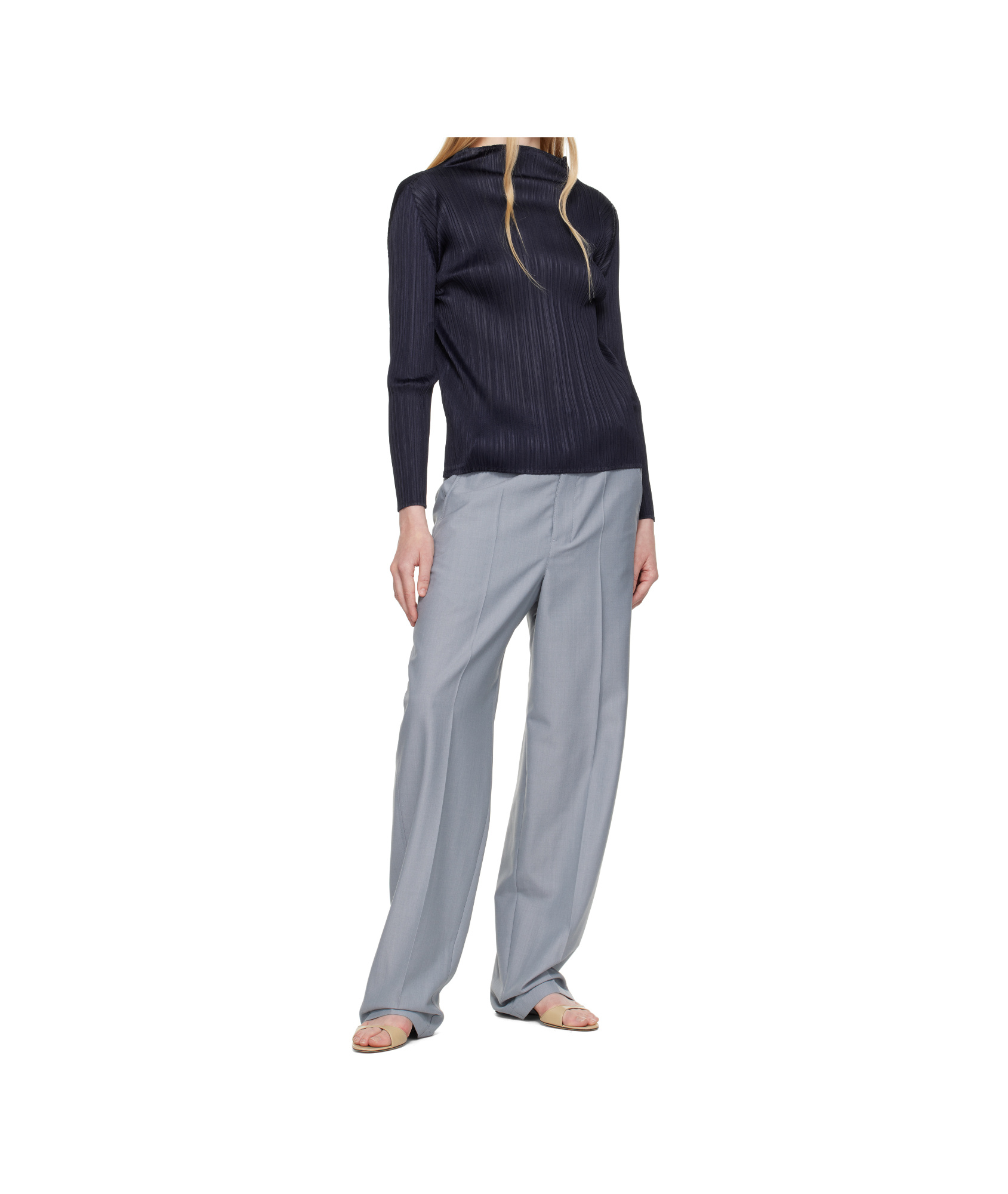 Issey Miyake Pleated Top In Blue