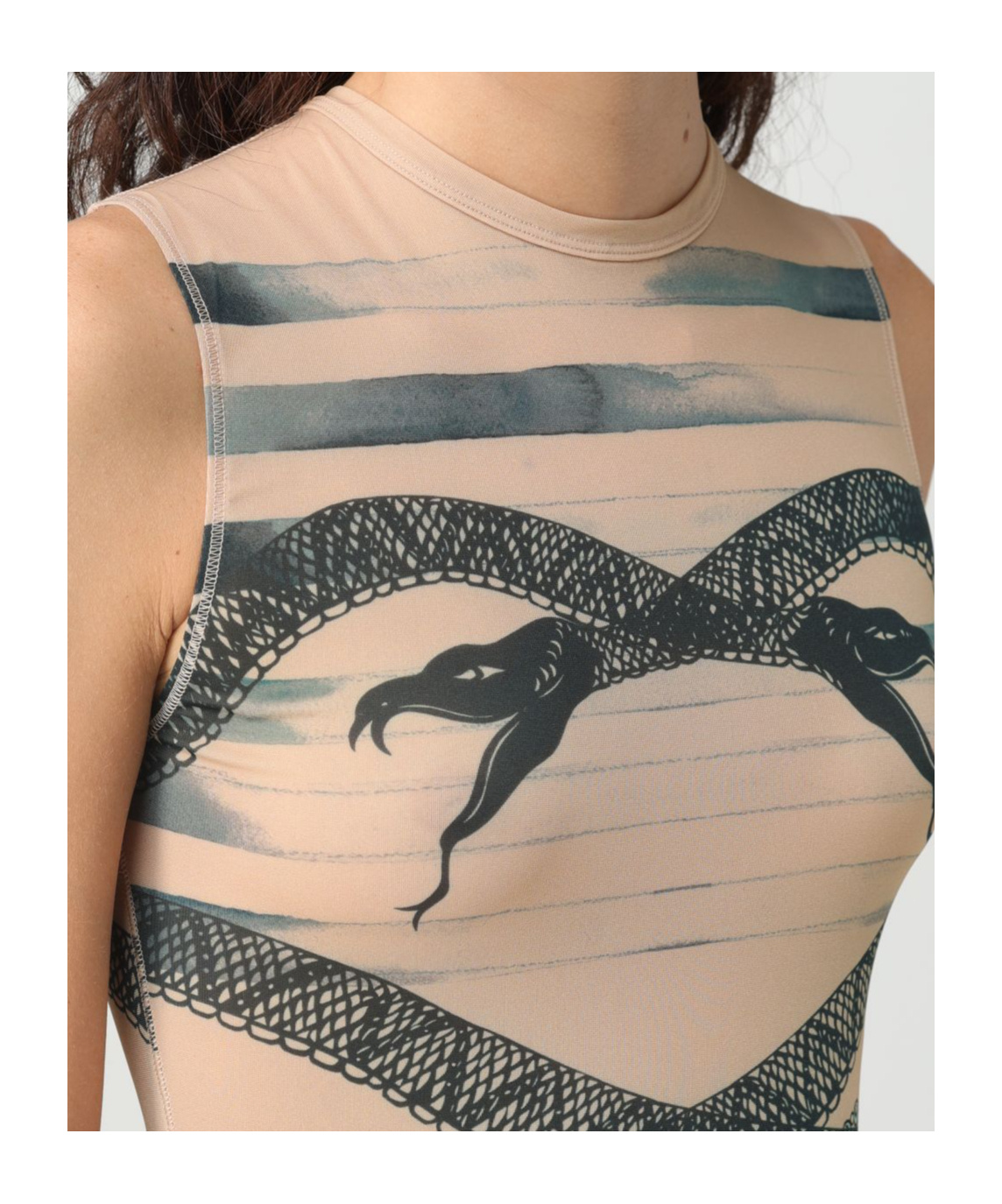 Jean Paul Gaultier Graphic-print Sleeveless Minidress In Nude