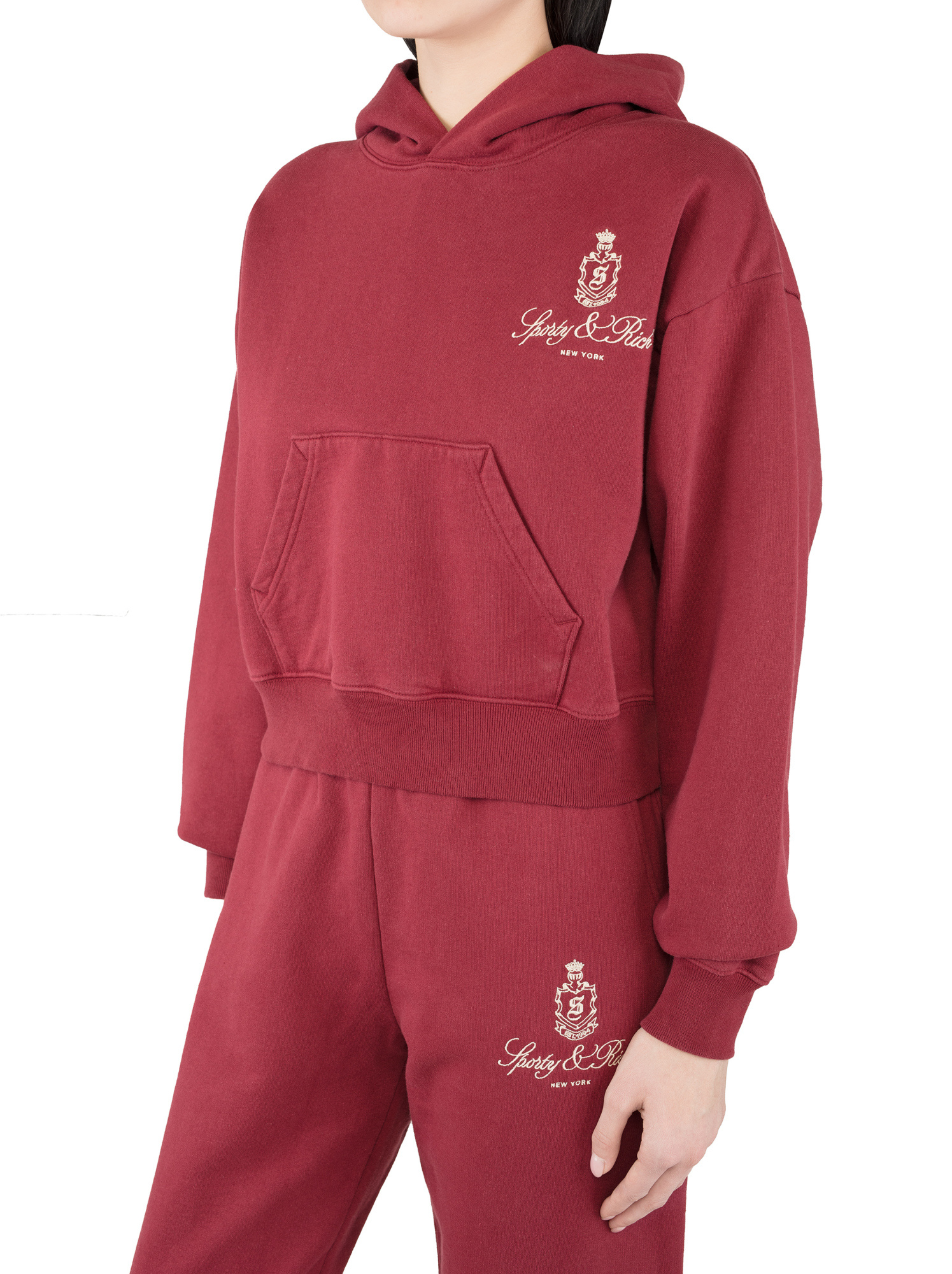 Sporty And Rich Long-sleeved Hooded Hoodie In Red