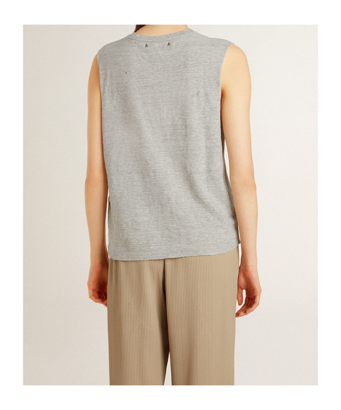 Golden Goose Round Collar Sleeveless Vest In White