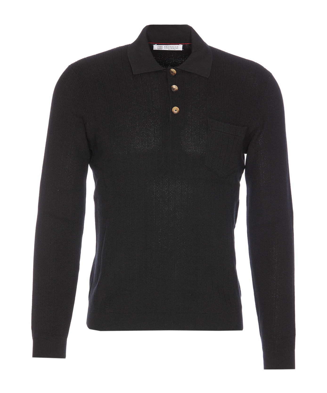Brunello Cucinelli Ribbed-knit Polo Shirt In Black
