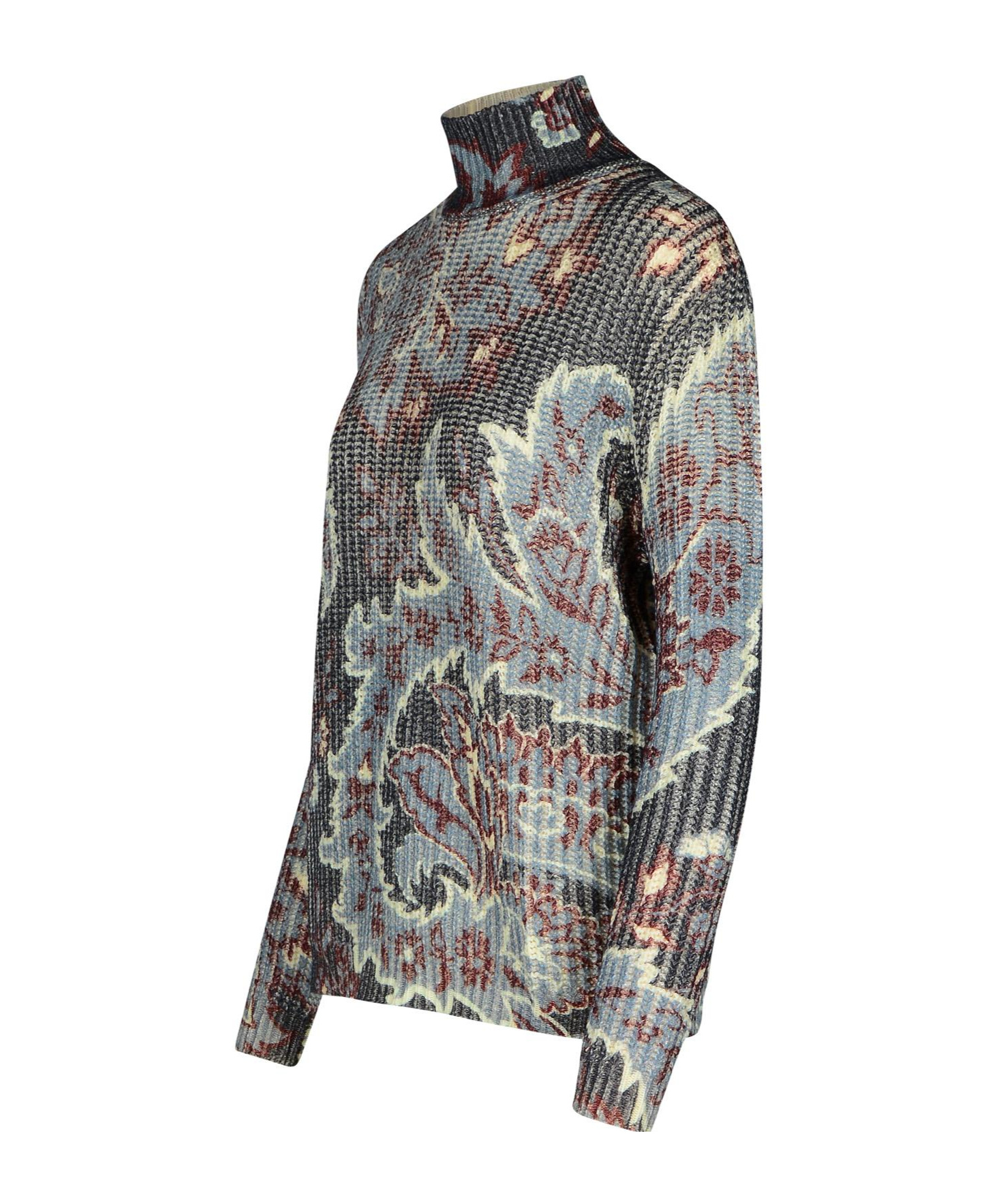 Shop Etro Motif Printed High Neck Jumper In Gray