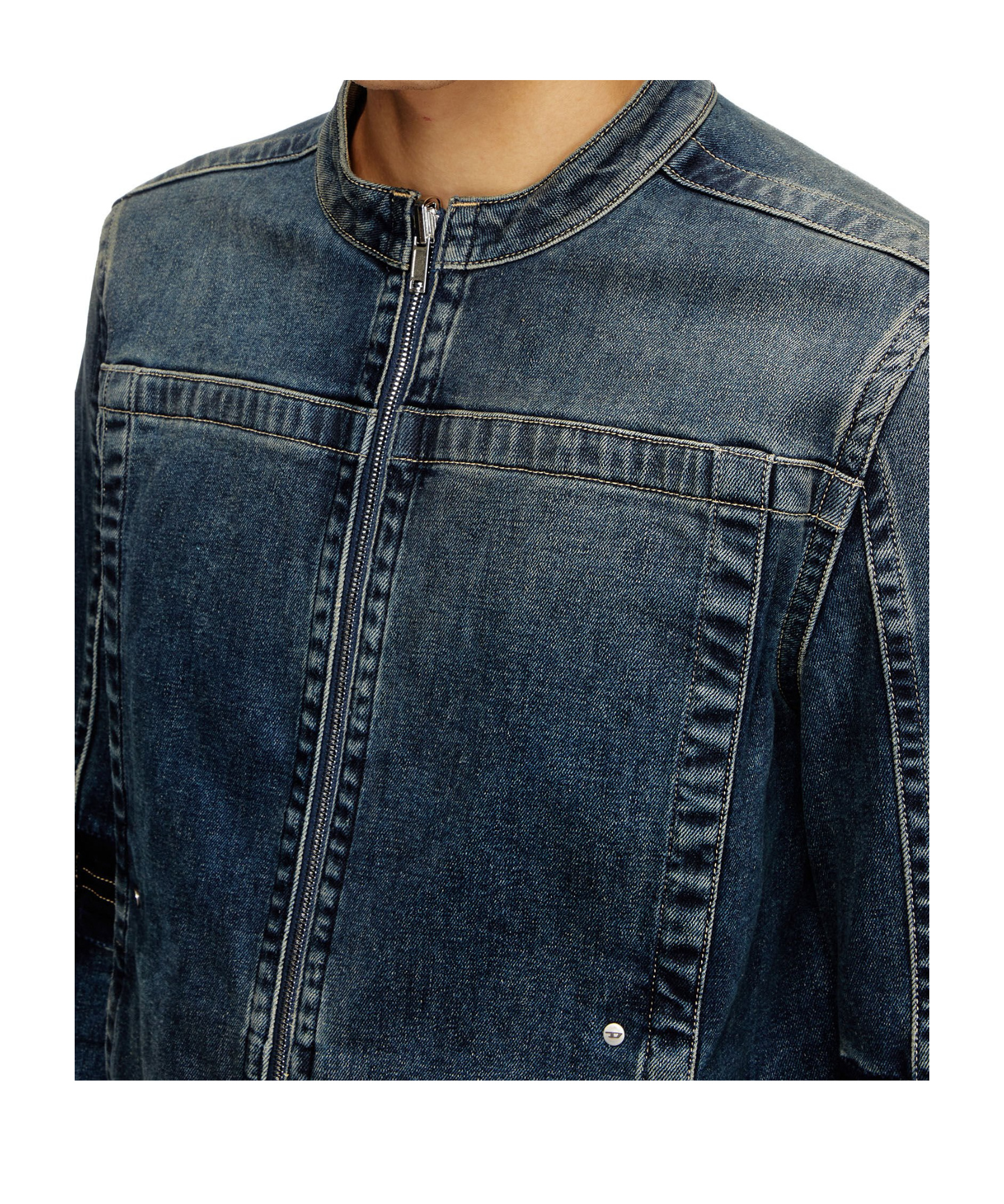 Diesel Moto Jacket In Rehab Denim In Dark Blue