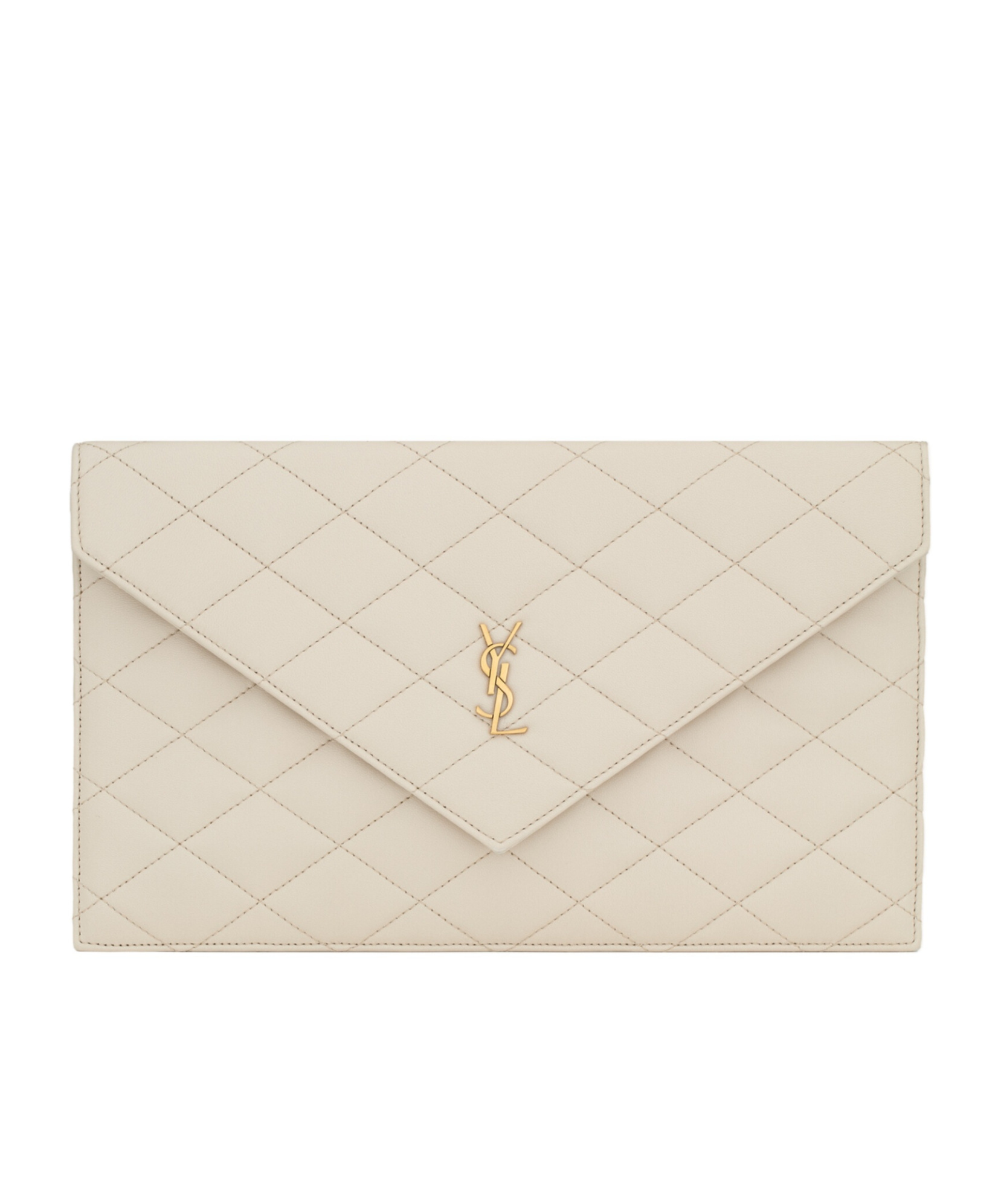 Saint Laurent Paris Flap Clutch In Vintage White