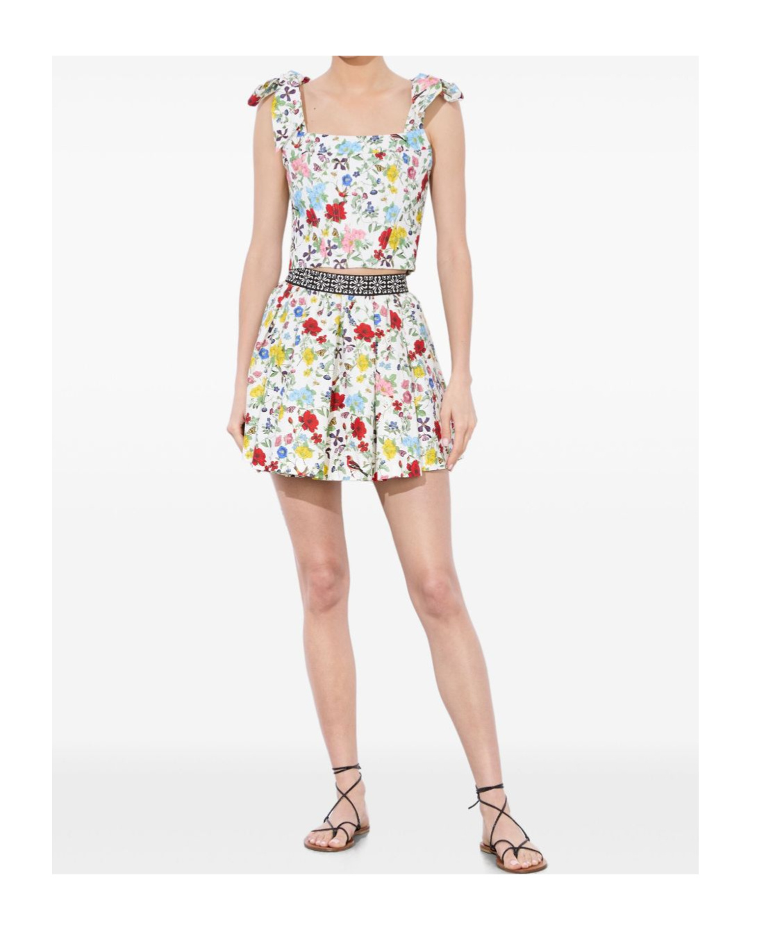 Alice And Olivia Haven Lin And Cotton Mini Skirt In Colorful Doll House