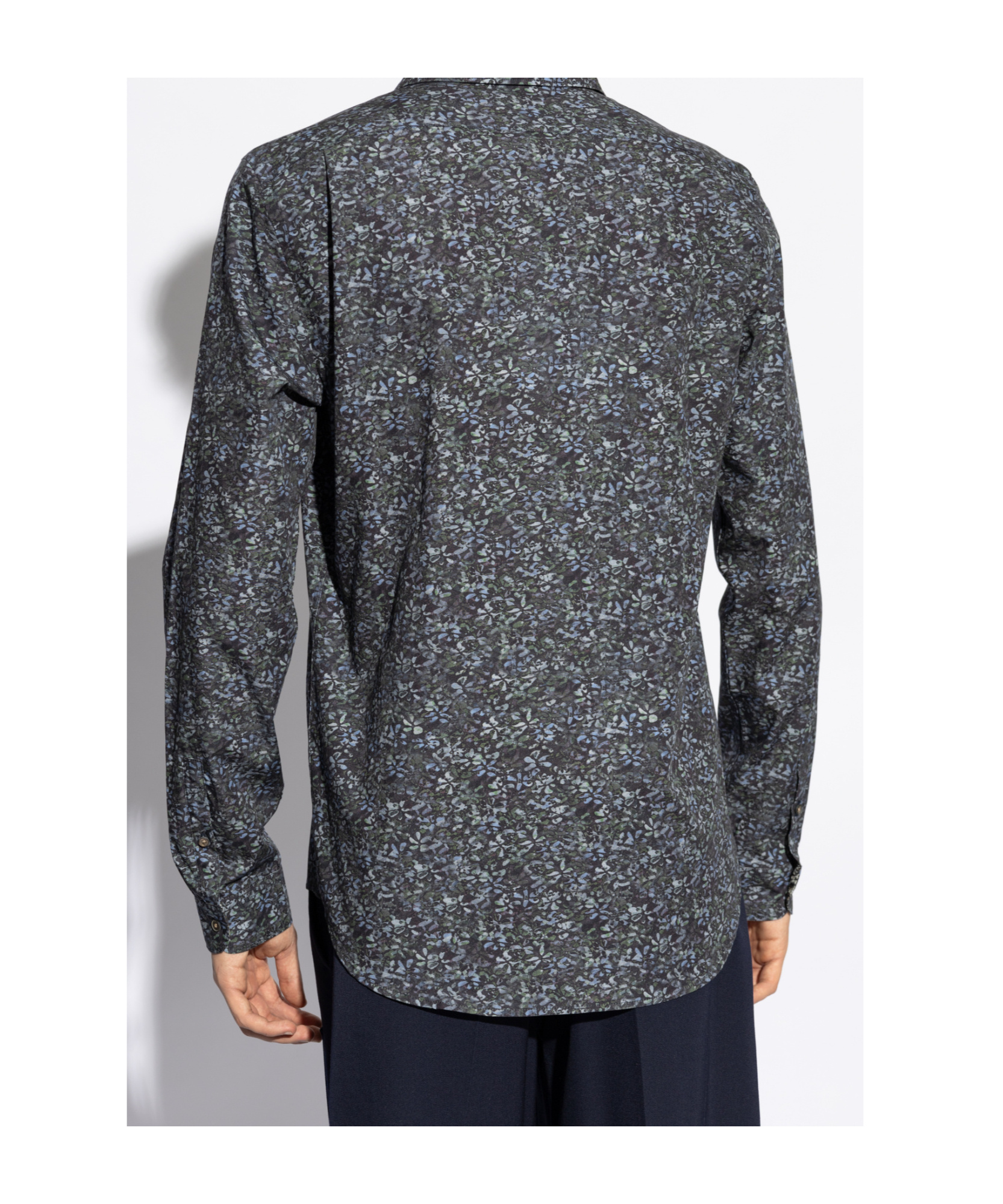 Ps By Paul Smith Ps Paul Smith Tailored Fit Textured Floral Printed Shirt In Black