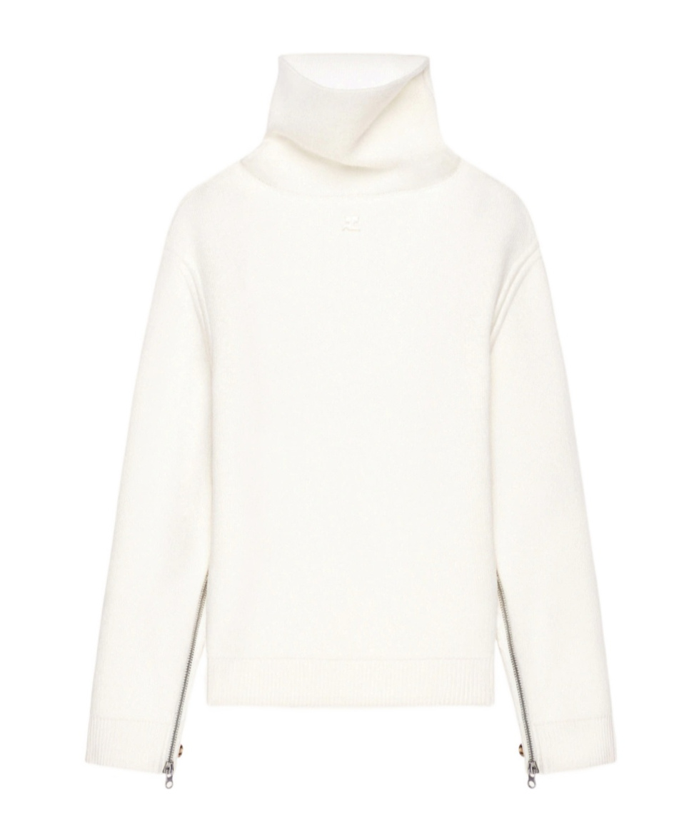 Shop Courrèges Oversized Mock-neck Sweater In White