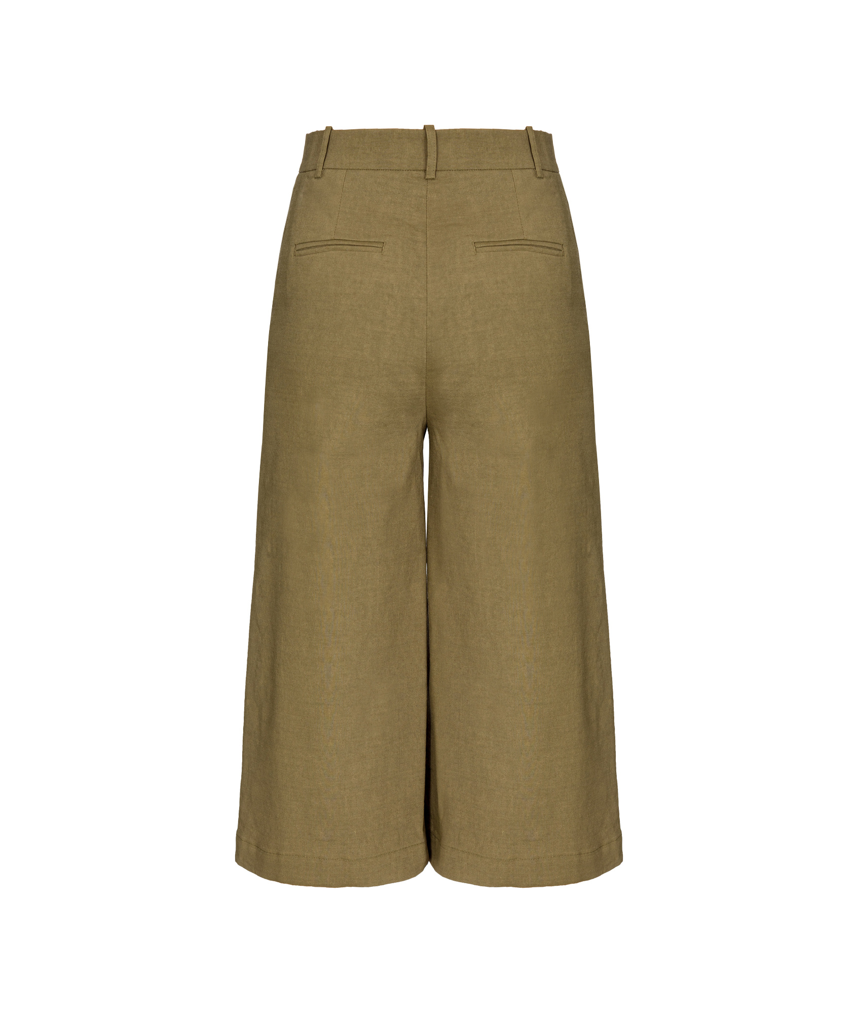Pinko Buttoned Wide-leg Linen Bermuda Shorts In Green