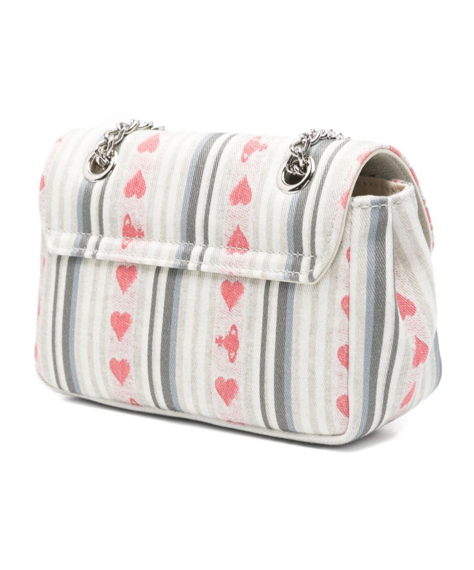 Vivienne Westwood Linen Heart Stripes Mini Bag In White