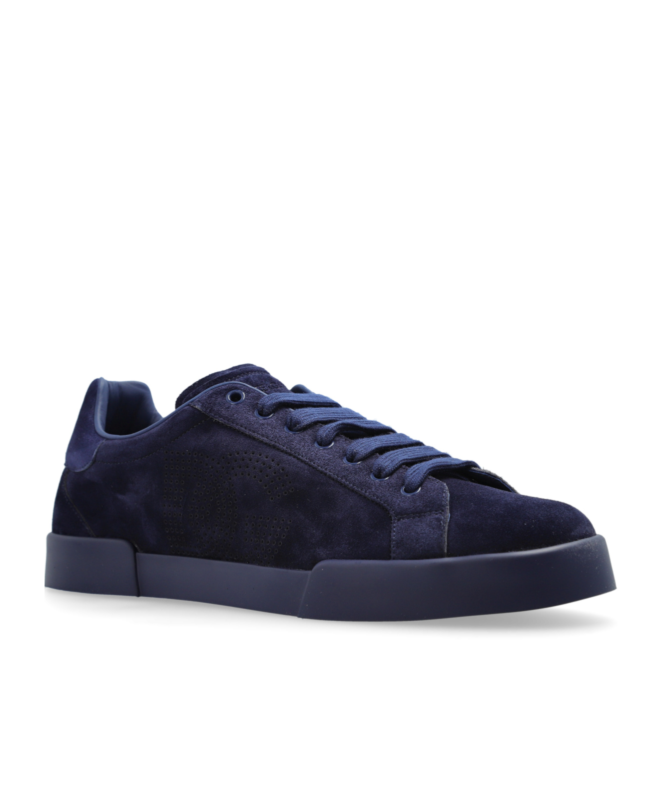 Dolce & Gabbana Portofino Logo Perforated Sneakers In Black