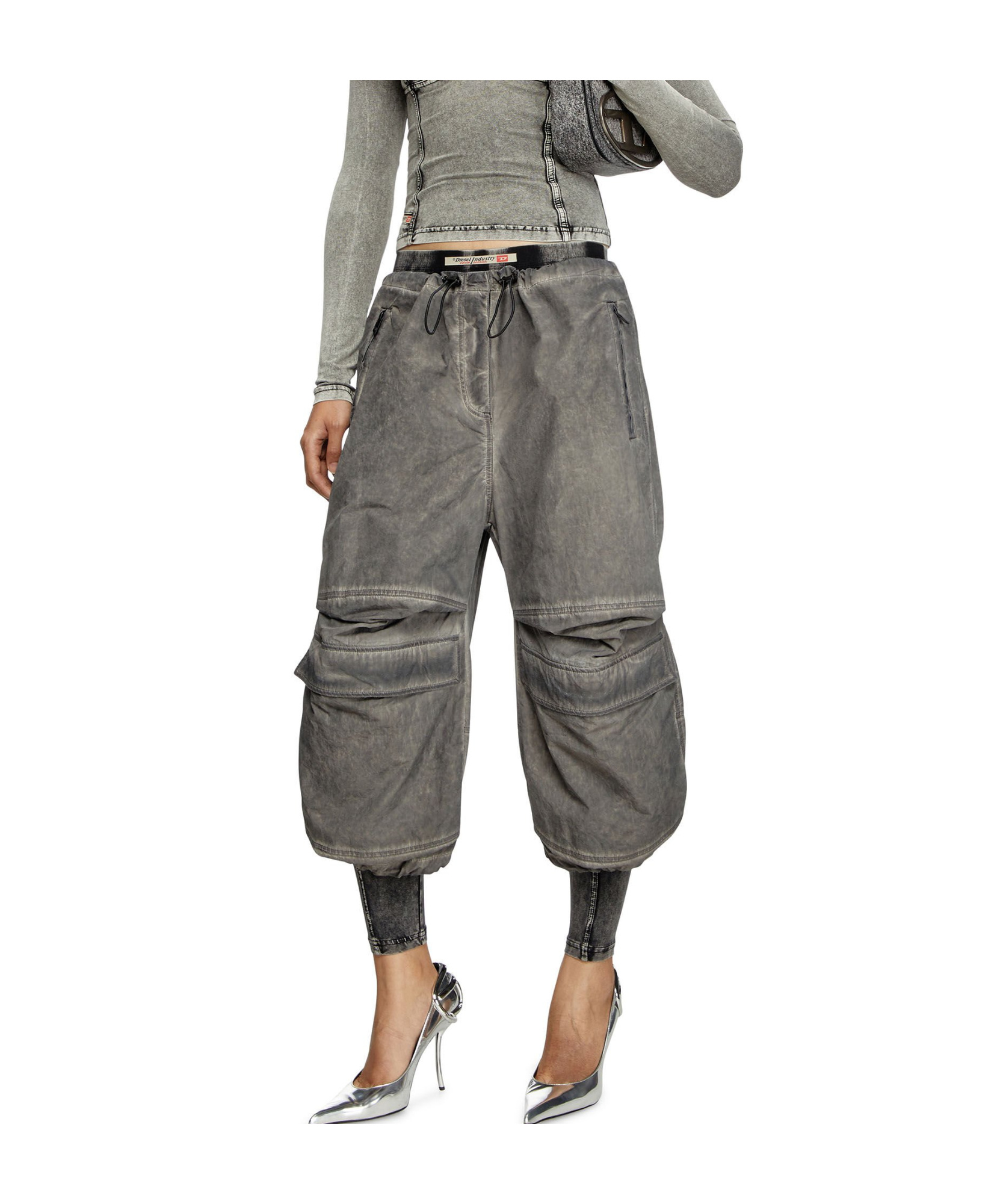 Diesel Gray P-dayetz-short-fem-q3 Trousers In Grey
