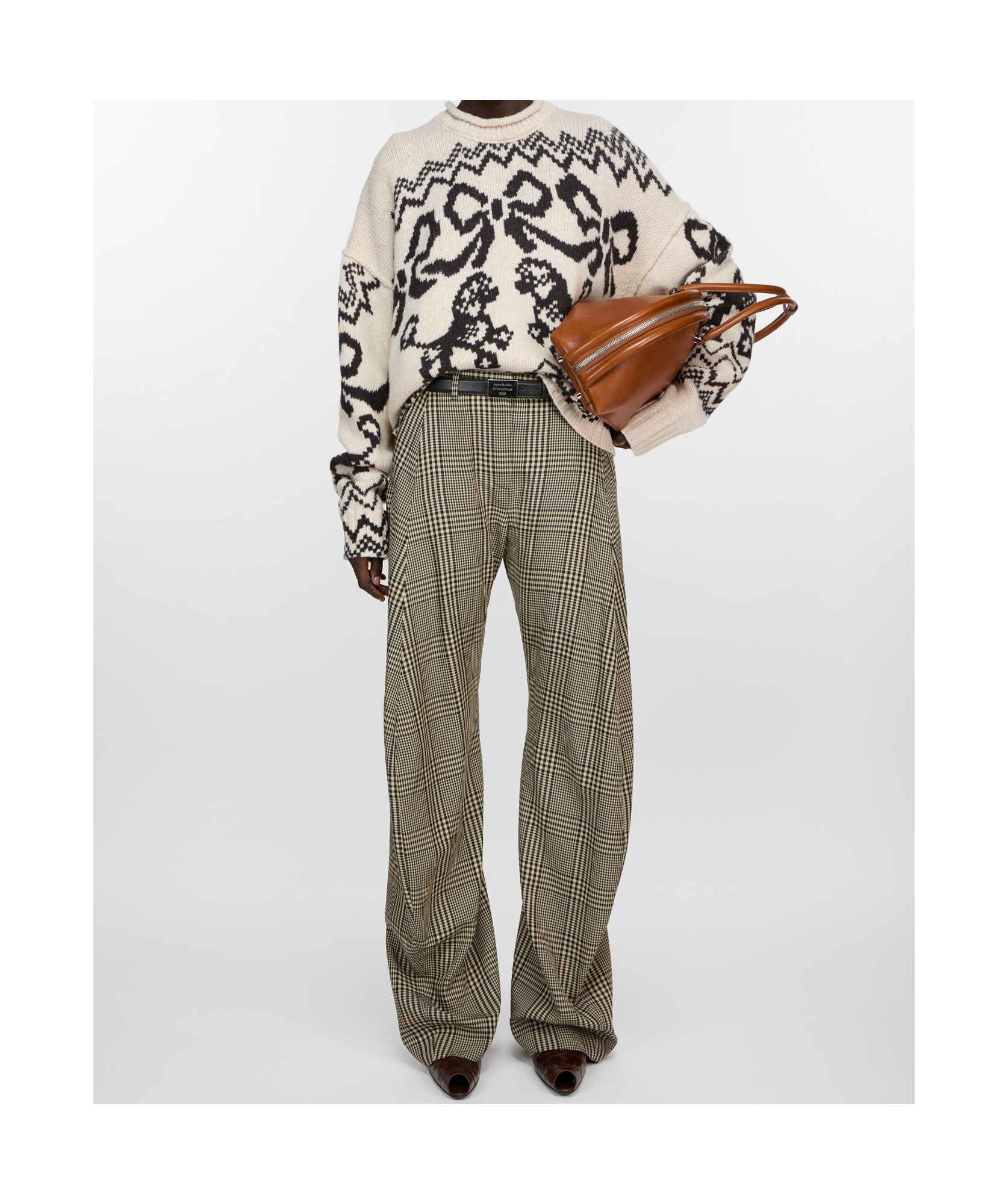 Acne Studios Checked Trousers In Gray