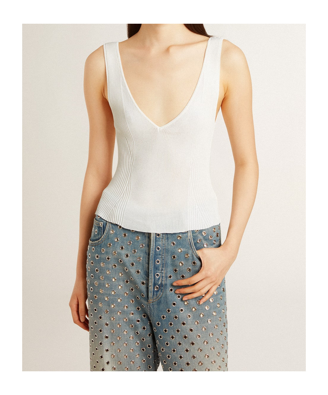 Golden Goose Ribbed Top In White