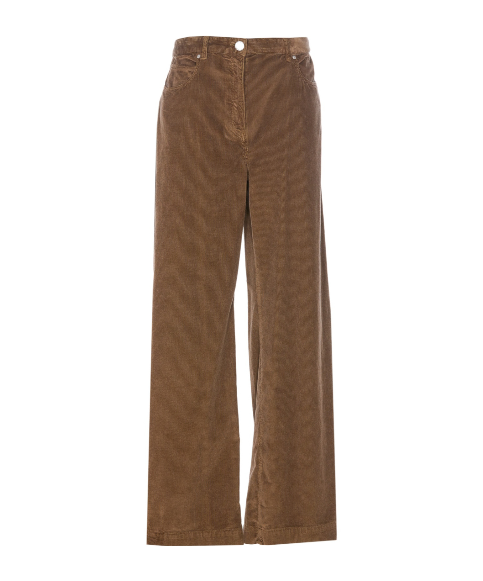 Pinko 'wendy' Brown Five-pocket Pants In Courduroy Woman In Green