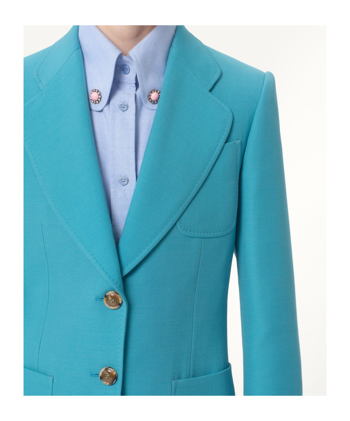 Valentino Turquoise Blazer 2 Buttons In Blue