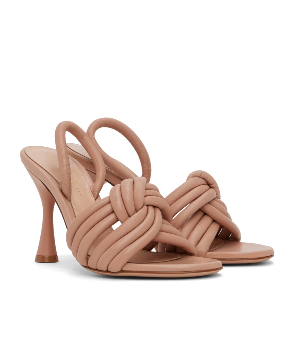 Gianvito Rossi Ottavia 95 Knotted Leather Slingback Sandals In Pink