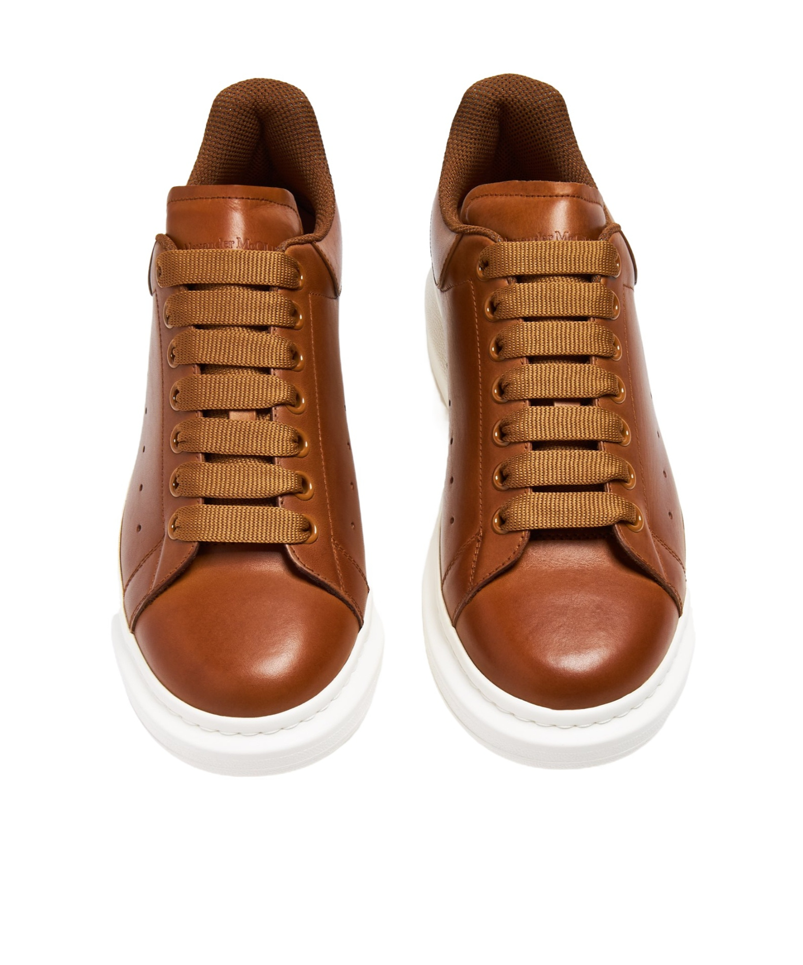 Alexander Mcqueen Caramel Leather Sneakers With Caramel Leather Heel In Brown