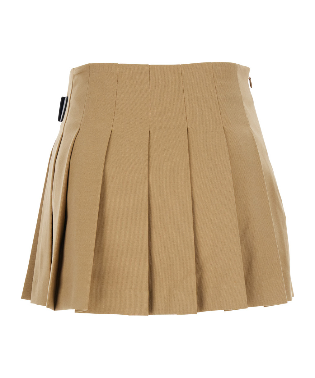 Dunst Beige Skirt With Adjustable Side Belt And Pleated Details In Fabric Woman