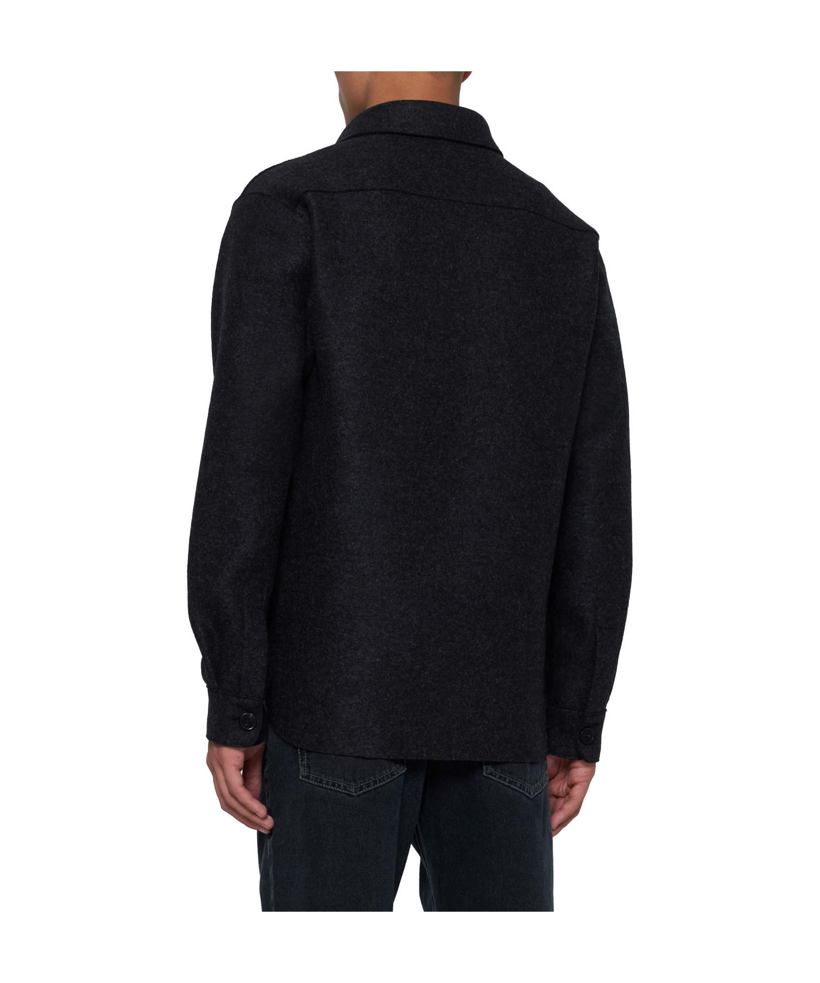 Harris Wharf London Wool Shirt Jacket In Black