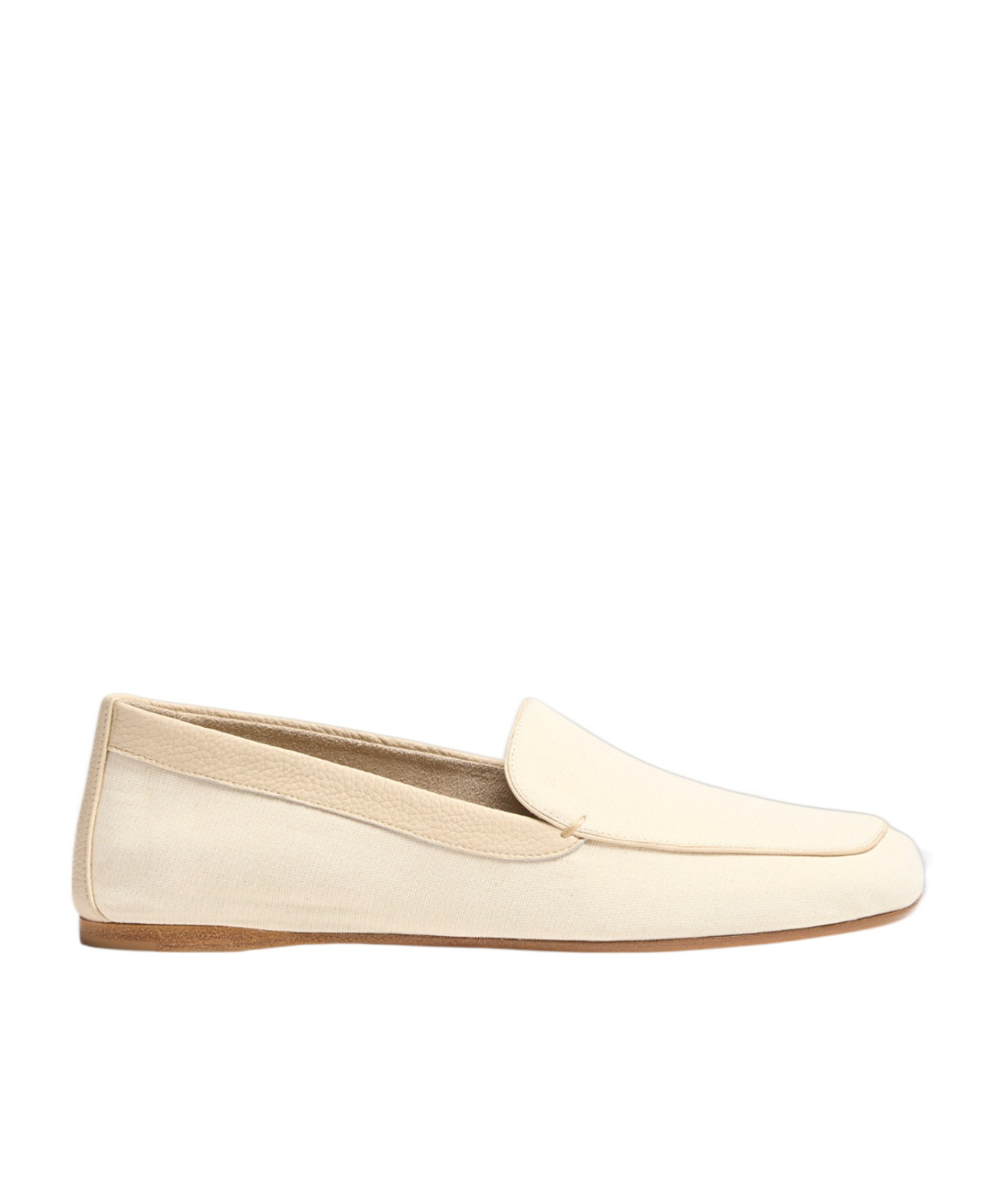 KHAITE MONROE CALF LEATHER CANVAS LOAFERS