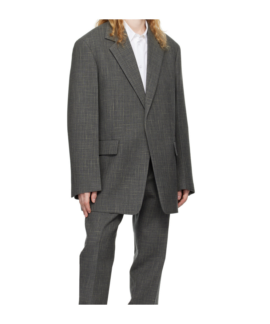 Jil Sander Gray Virgin Wool Blazer In Black