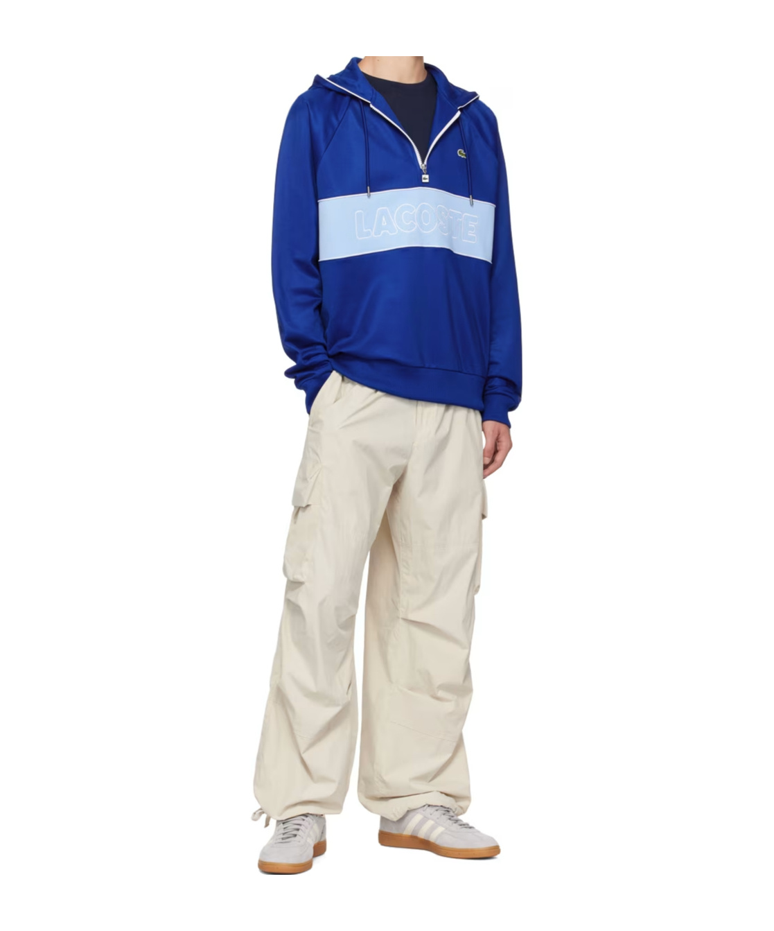 Lacoste Half-zipper Hooded Hooded Hoodie In Blue