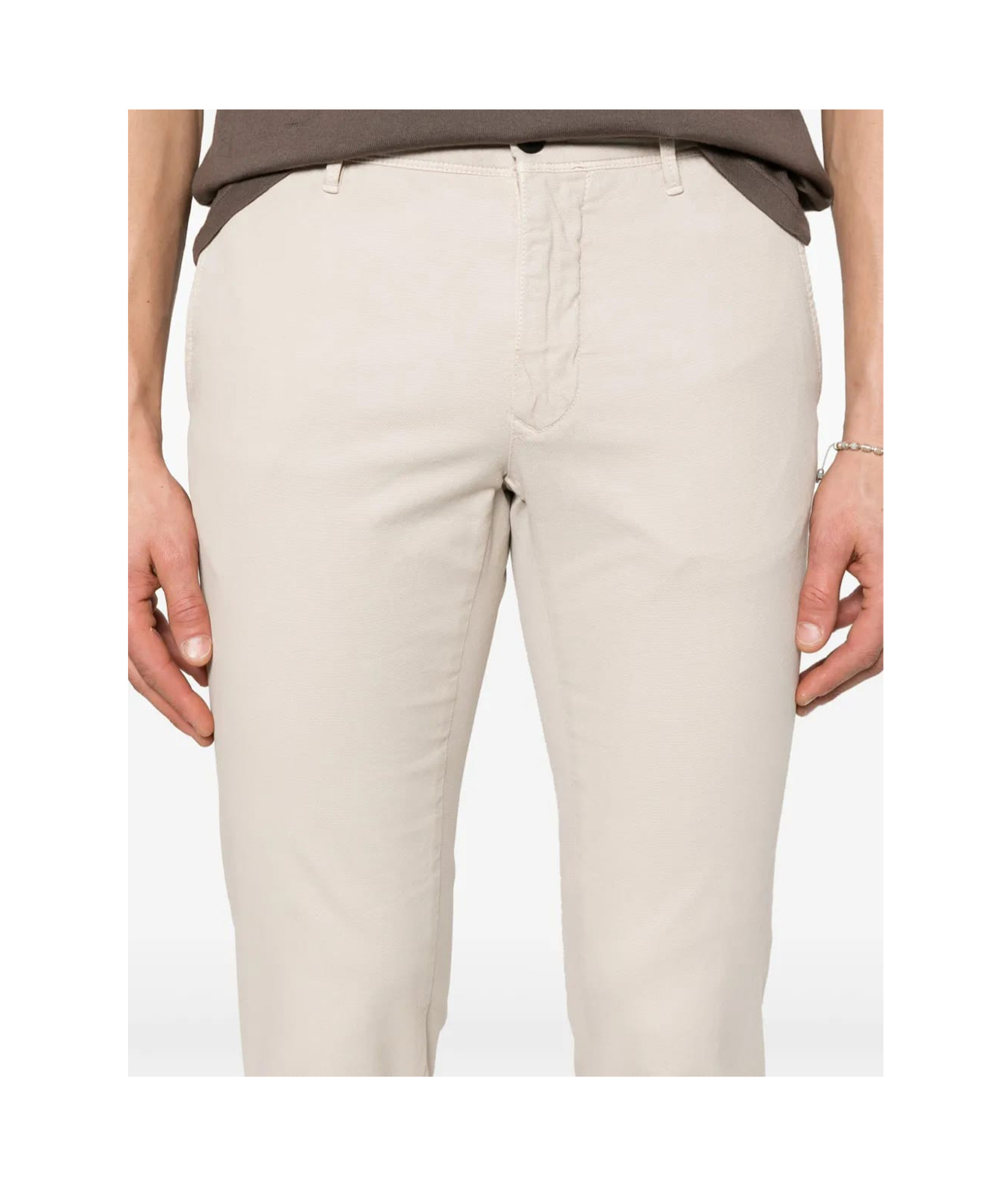 Incotex Tapered Trousers With Belt Loops And Double Welt Pockets In White