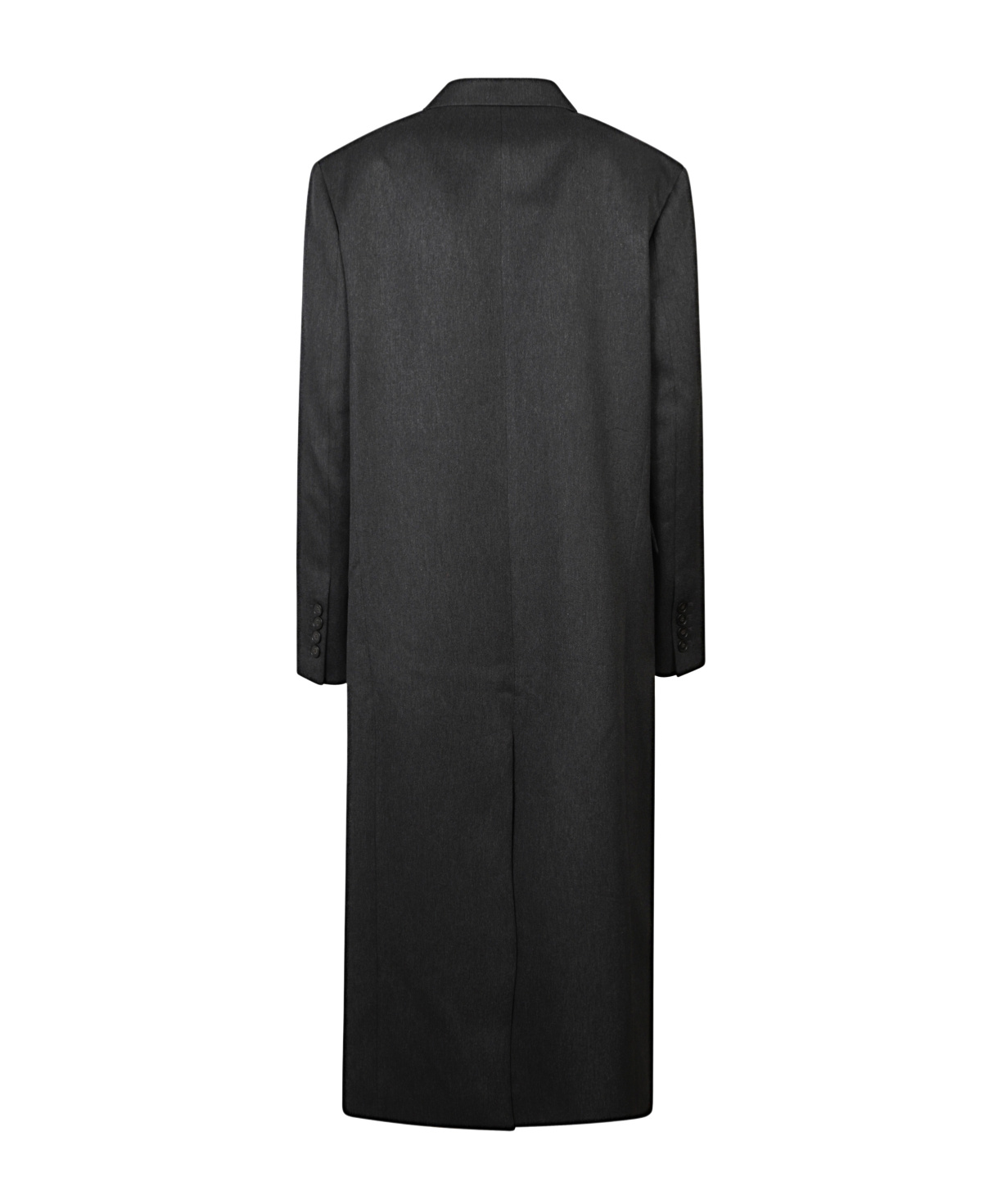 The Frankie Shop Womens Jane Double-breasted Woven Long Coat Grey Melange Xs In Black