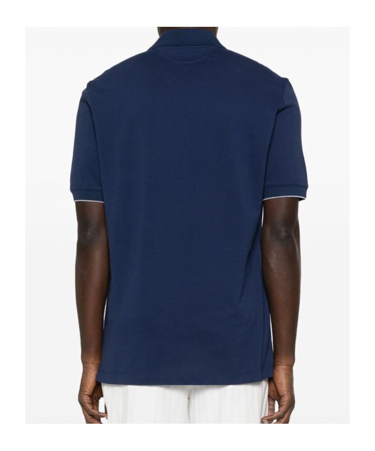 Brunello Cucinelli Short-sleeved Polo Shirt In Blue