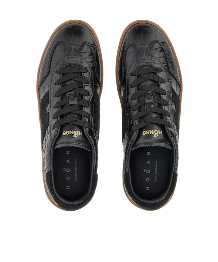 Hogan Cool Embossed Lace-up Sneakers In Black