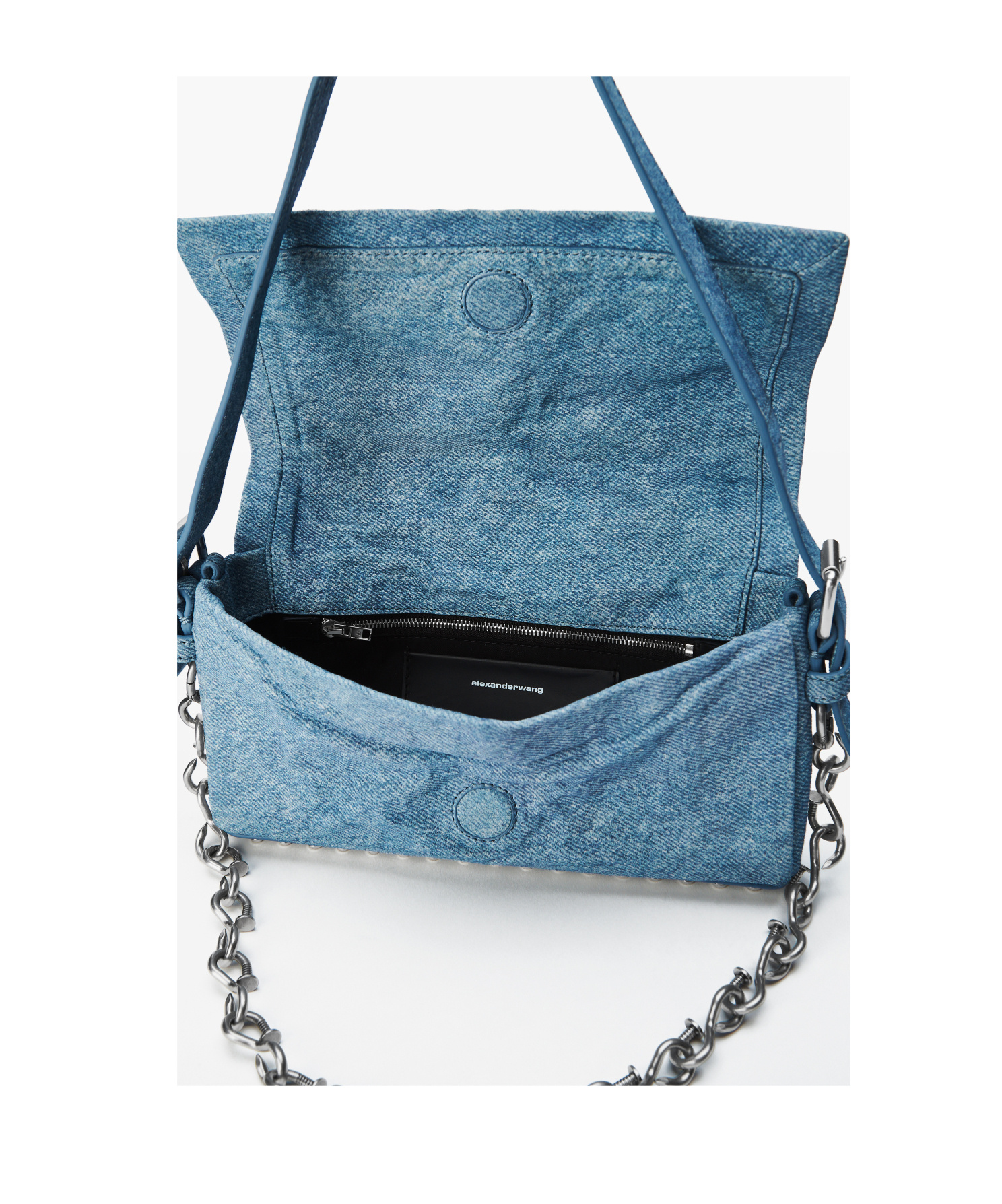 Alexander Wang Ricco Crushed Flap Bag Leather Slim In Blue