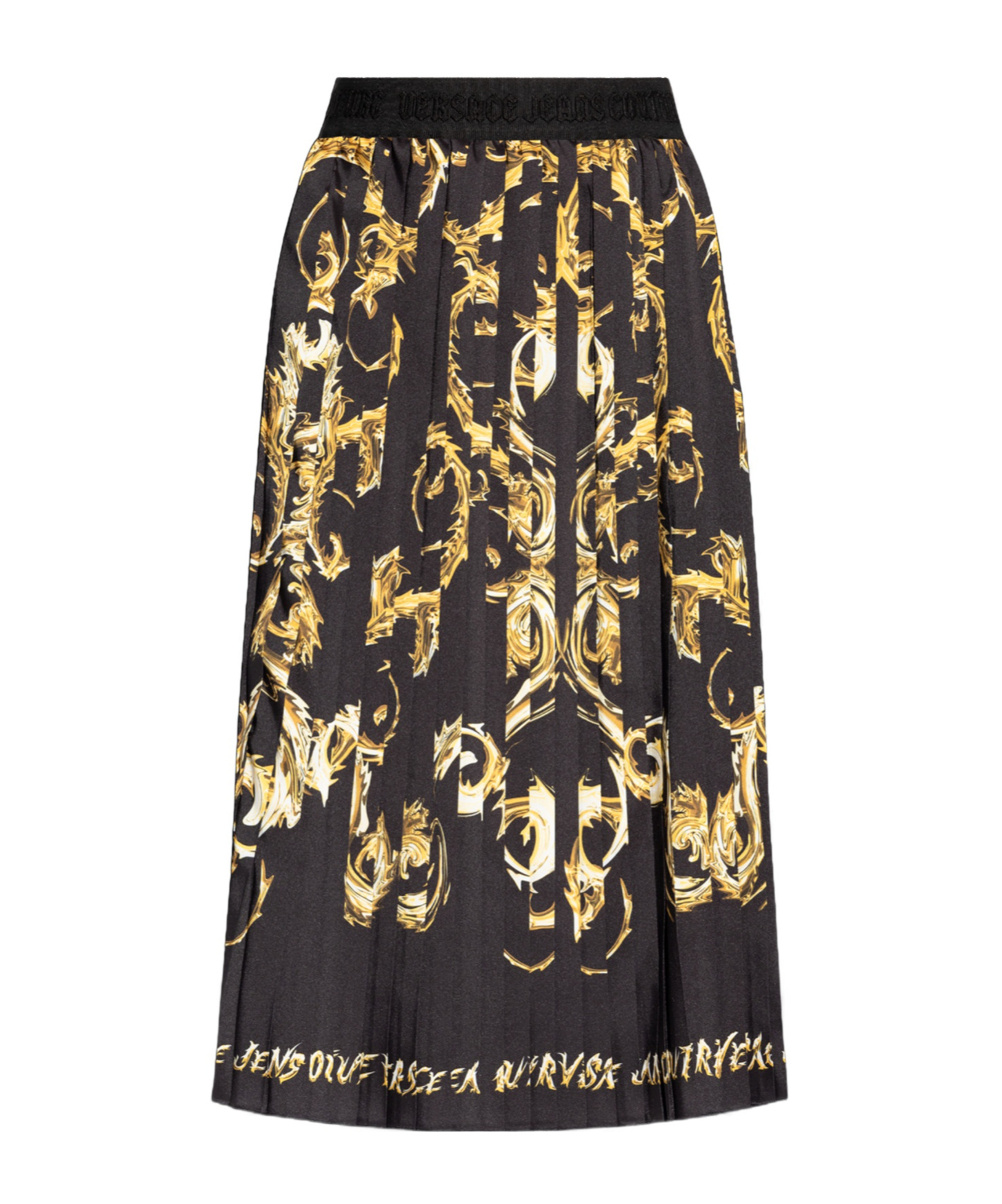 Shop Versace Jeans Chromo Couture Pleated Midi Skirt In Black