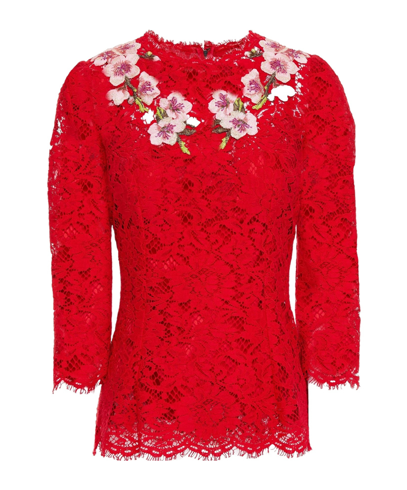 Dolce & Gabbana Minimalist Solid-color Lace Top In Red