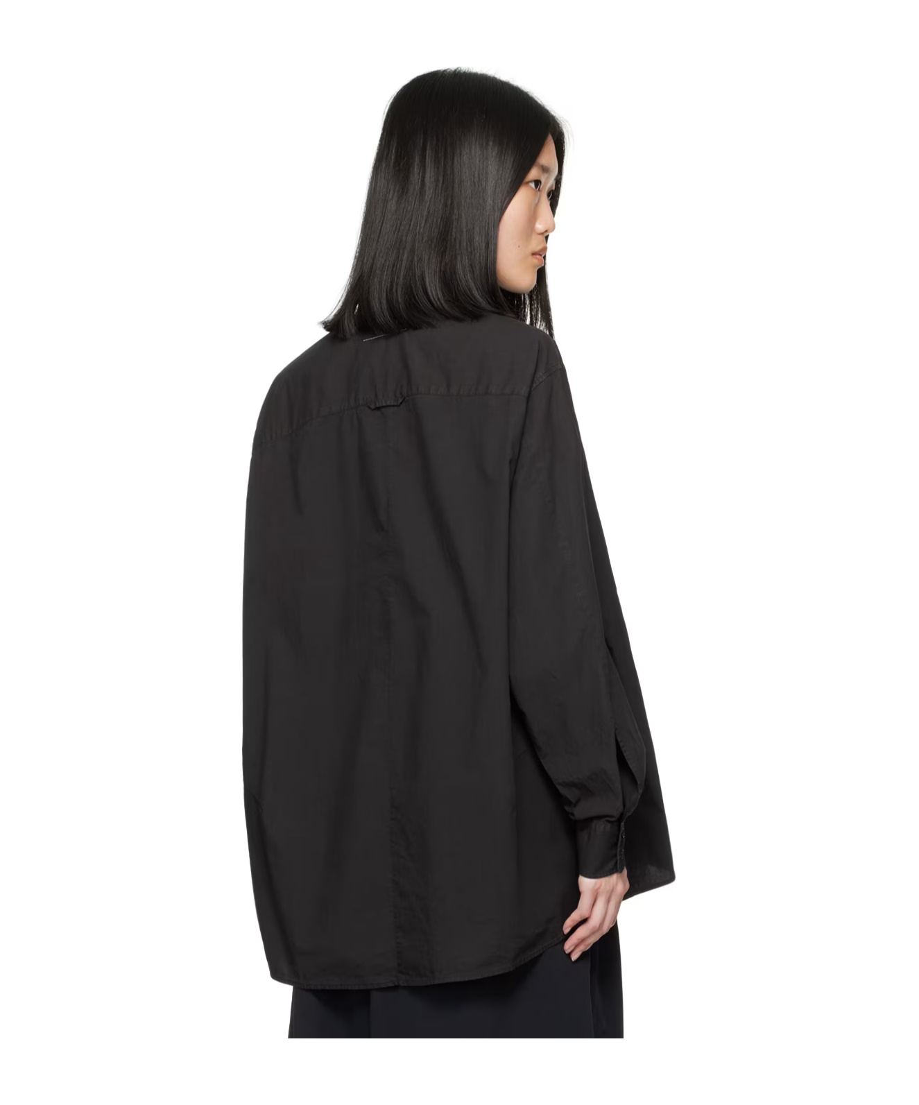Mm6 Maison Margiela Point-collar Cotton Shirt In Black