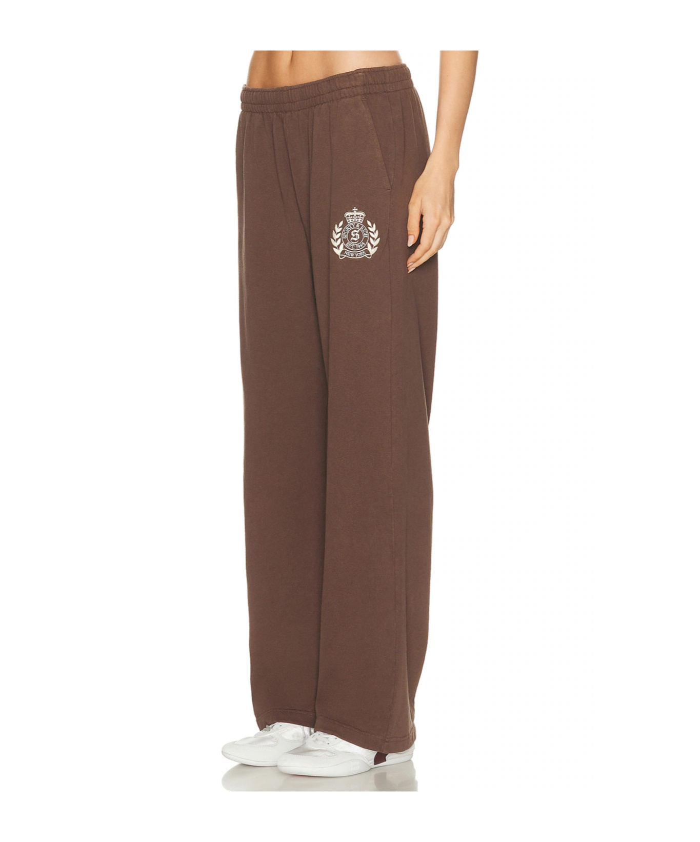 Sporty And Rich Elastic Waist Sports Pants In Brown
