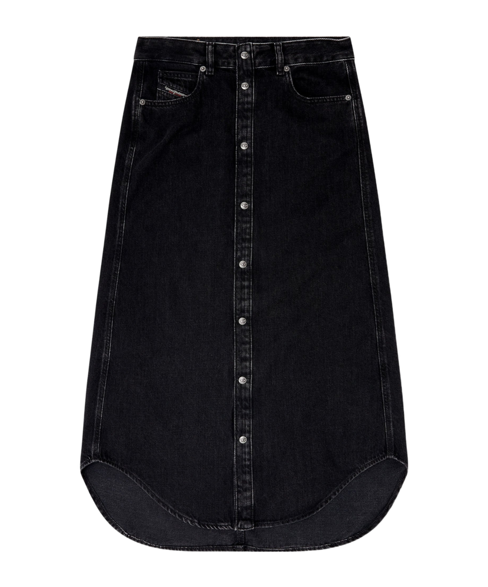Diesel De-ard-long Button Midi Skirt In Black