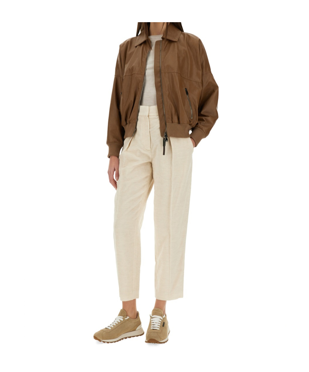 Brunello Cucinelli Leather Jacket In Brown