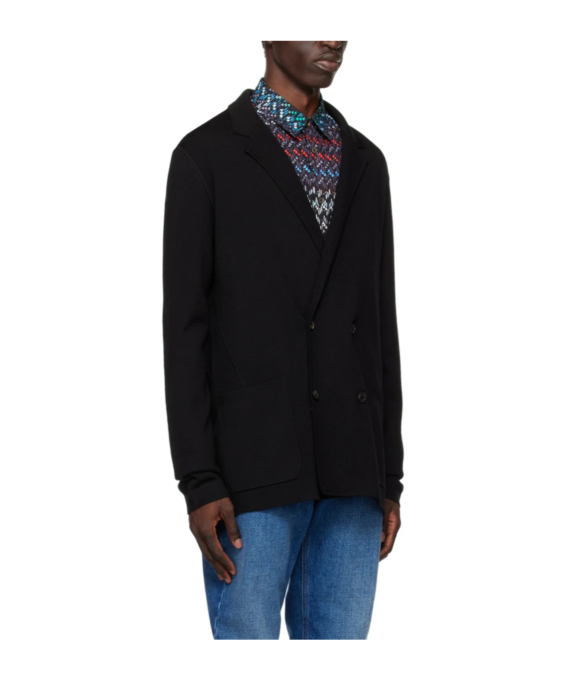 Shop Paul Smith Knitted Double-breasted Blazer In Black